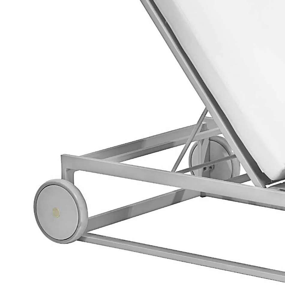 Trädgårds solstol i aluminium, hjul och fällbart ryggstöd - Julie Viadurini