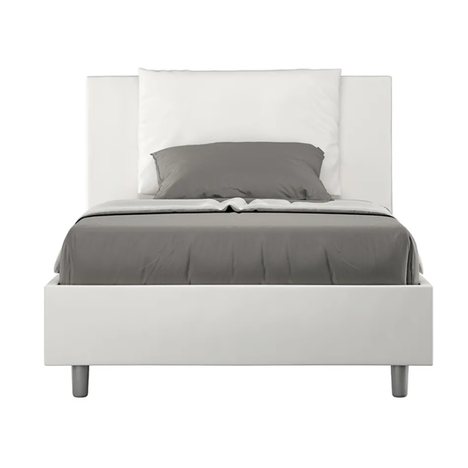 120x200 cm säng med huvudgavel och kuddar i konstläder Tillverkad i Italien - Olimpiadi Viadurini