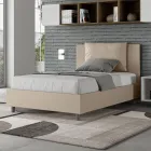 120x200 cm säng med huvudgavel och kuddar i konstläder Tillverkad i Italien - Olimpiadi Viadurini