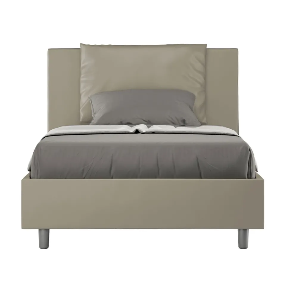 120x200 cm säng med huvudgavel och kuddar i konstläder Tillverkad i Italien - Olimpiadi Viadurini