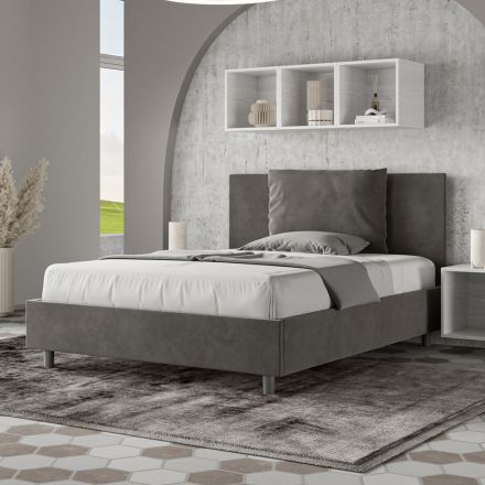 Säng 140x200 cm Sänggavel med mikrofiberkudde Tillverkad i Italien - OS Viadurini