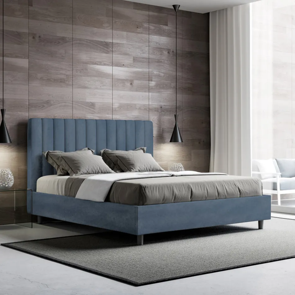 160x200 cm mikrofibersäng med symmetriska vertikala linjer Tillverkad i Italien - Glove Viadurini