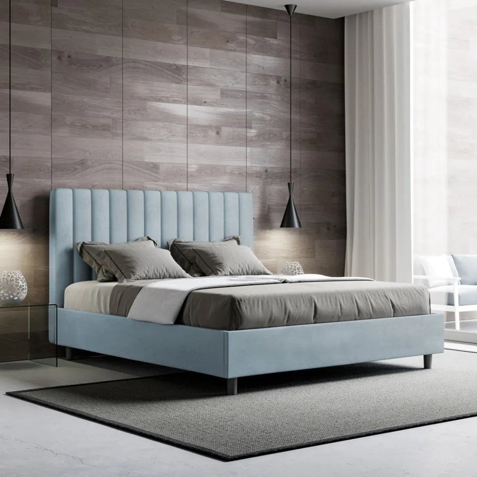 160x200 cm mikrofibersäng med symmetriska vertikala linjer Tillverkad i Italien - Glove Viadurini