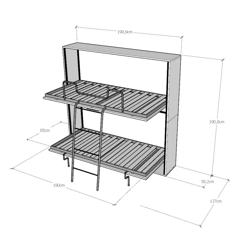 Horisontell hopfällbar våningssäng Tillverkad i Italien - Collaborative Viadurini