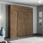 Queen size-säng med vertikal hopfällbar säng med pelare och väggskåp - Magicompare Viadurini