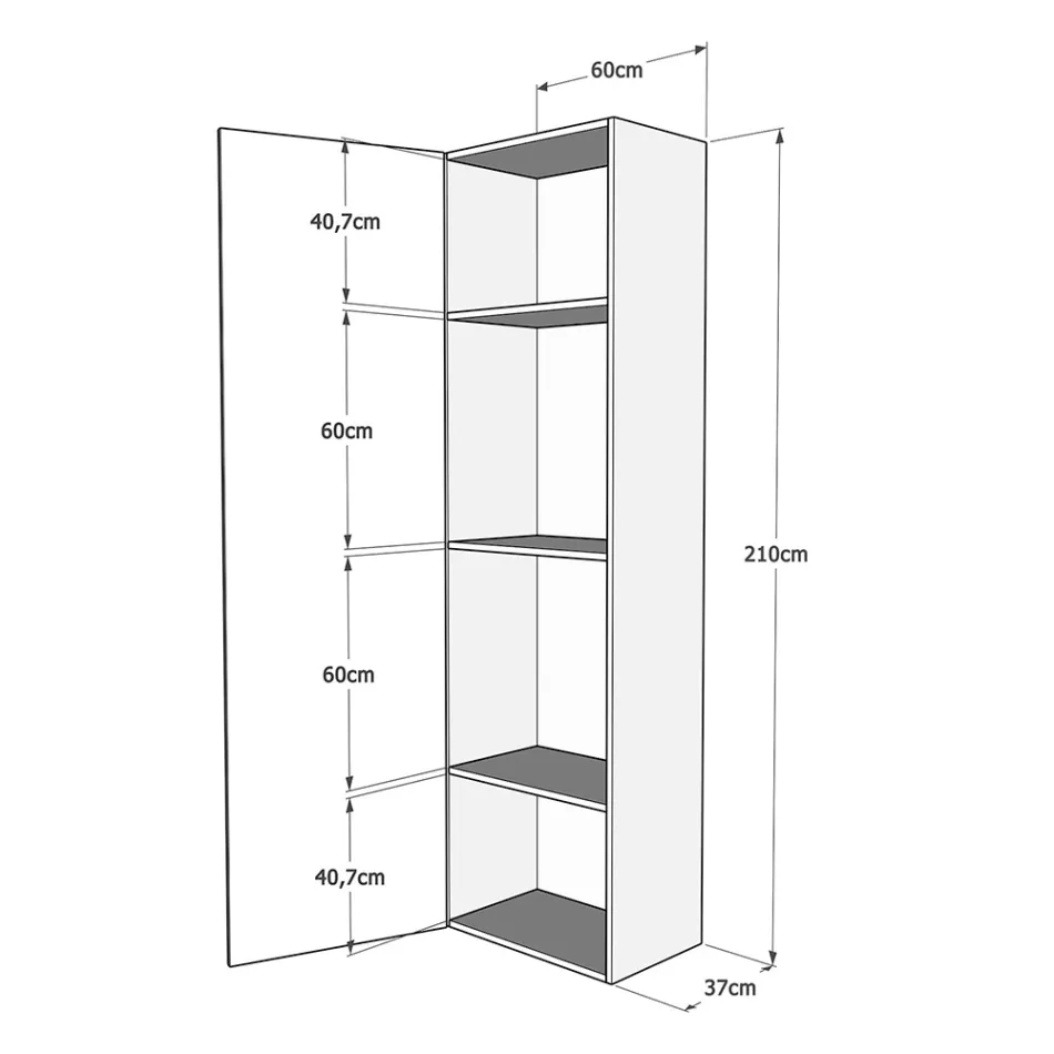Queen size-säng med vertikal hopfällbar säng med pelare och väggskåp - Magicompare Viadurini