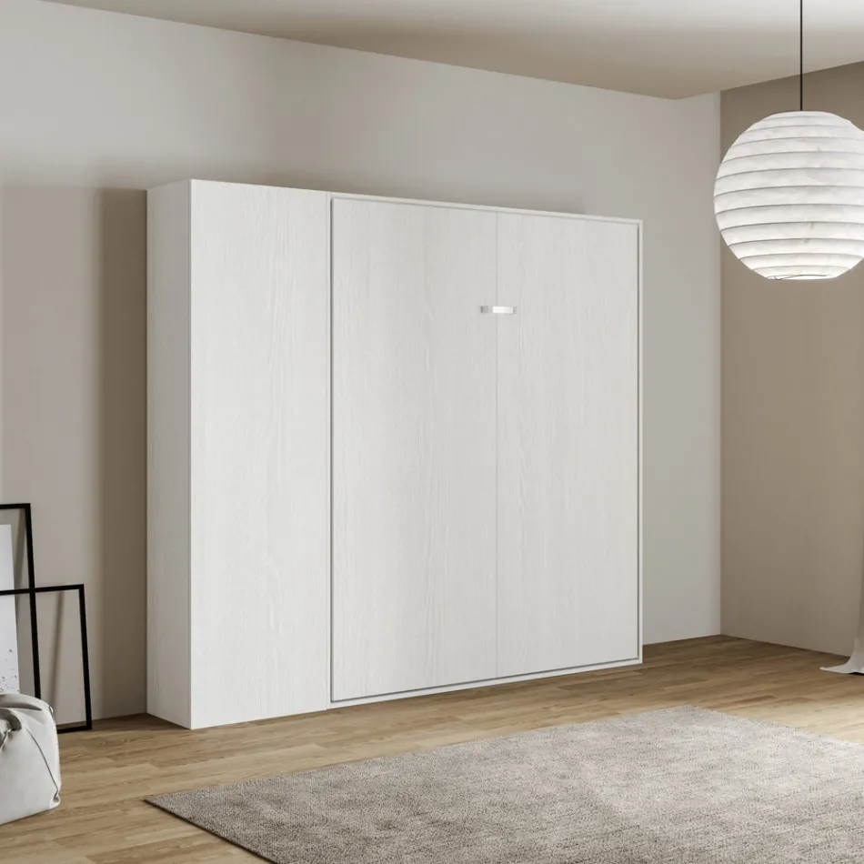 Queen size-säng med vertikal hopfällbar säng och pelare - Magicompare Viadurini