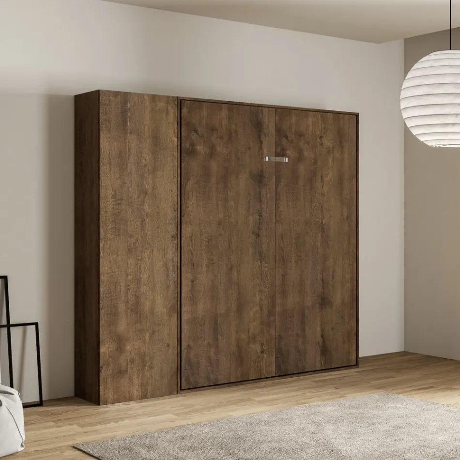 Queen size-säng med vertikal hopfällbar säng och pelare - Magicompare Viadurini