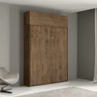 Queen size-säng med vertikal hopfällbar säng och väggskåp - Magicompare Viadurini