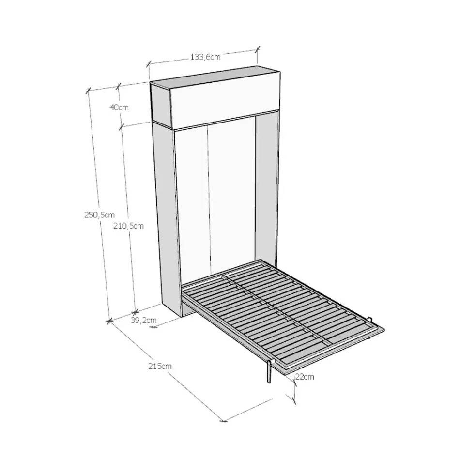 Queen size-säng med vertikal hopfällbar säng och väggskåp - Magicompare Viadurini