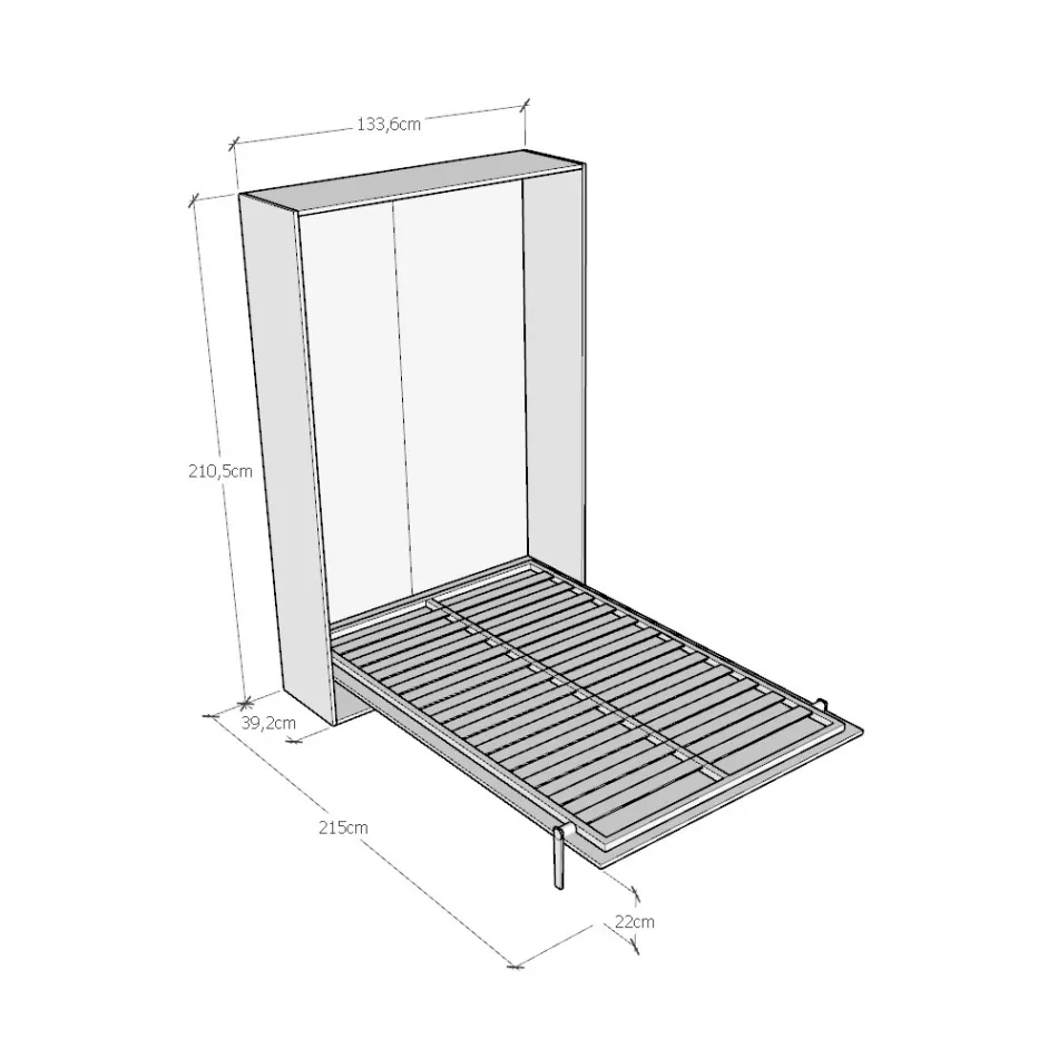 Queen size-säng med vertikal hopfällbarhet i olika utföranden - Magicompare Viadurini