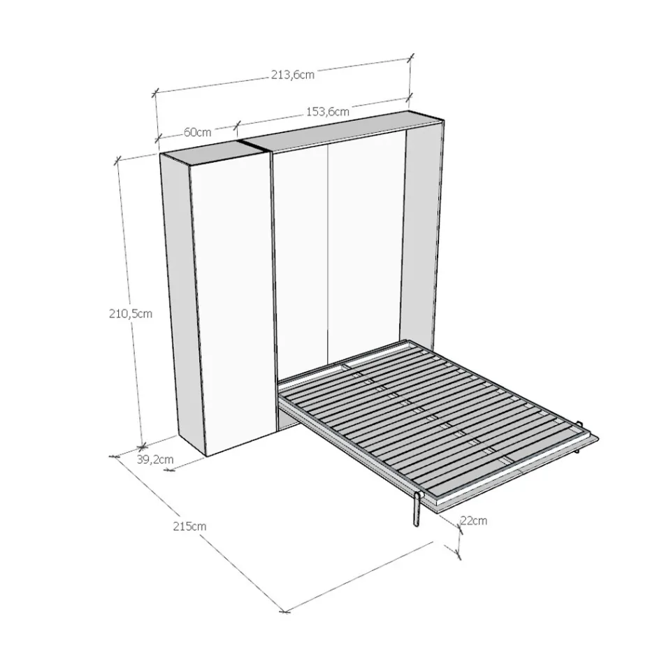 Vertikal hopfällbar fransk säng med pelare - Magicompare Viadurini