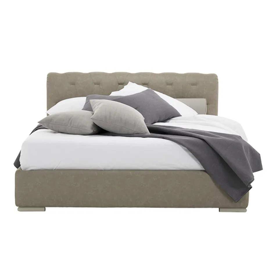 Säng med dubbel förvaringsenhet i ekologiskt läder eller tyg Made in Italy – Docka Viadurini