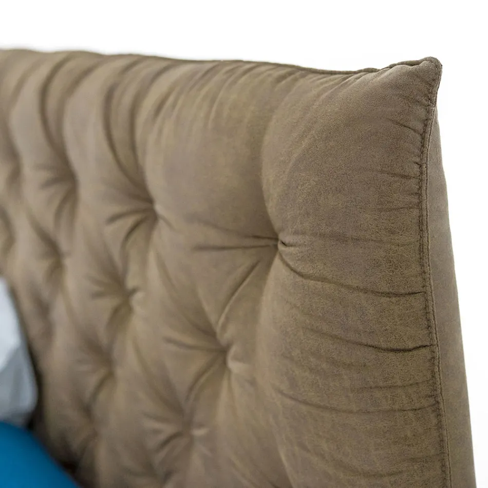 Klädd dubbel förvaringssäng i tyg eller ekologiskt läder Tillverkad i Italien – Euro Viadurini