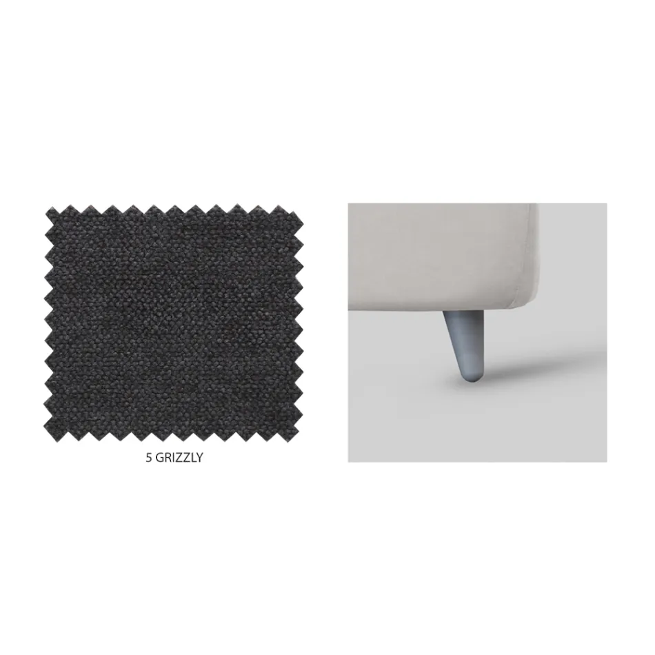 Enkelsäng med sänggavel i tyg Made in Italy - Fiuto Viadurini