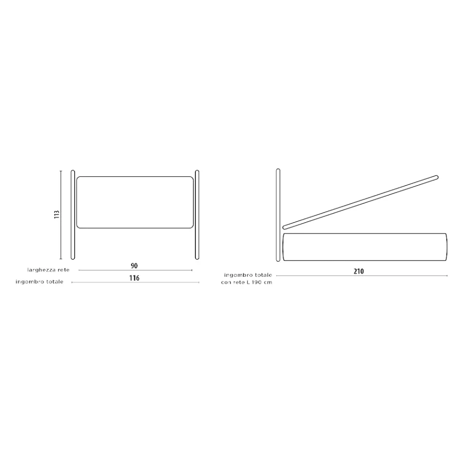 Enkelsäng med sänggavel i tyg Made in Italy - Fiuto Viadurini