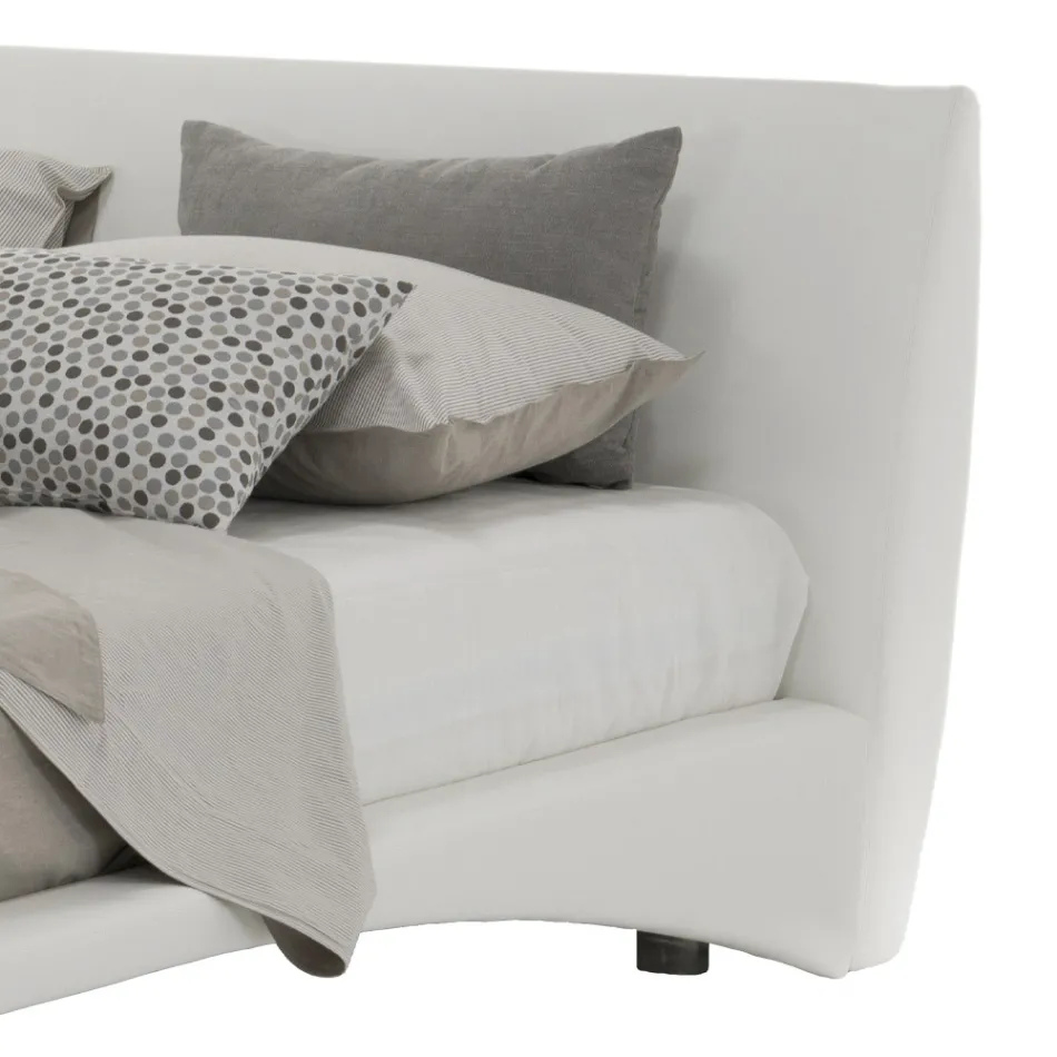 Klädd dubbelsäng i ekologiskt läder eller tyg tillverkad i Italien - Armonica Viadurini