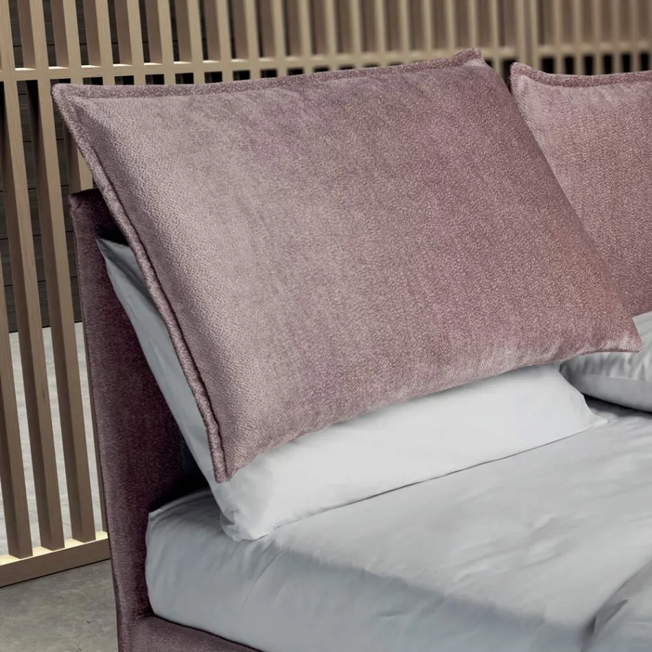 Dubbelsäng 160x190 med 2 mjuka kuddar med perimeter volang - Ernesta Viadurini