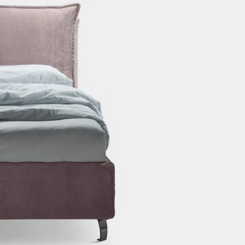 Dubbelsäng 160x190 med 2 mjuka kuddar med perimeter volang - Ernesta Viadurini