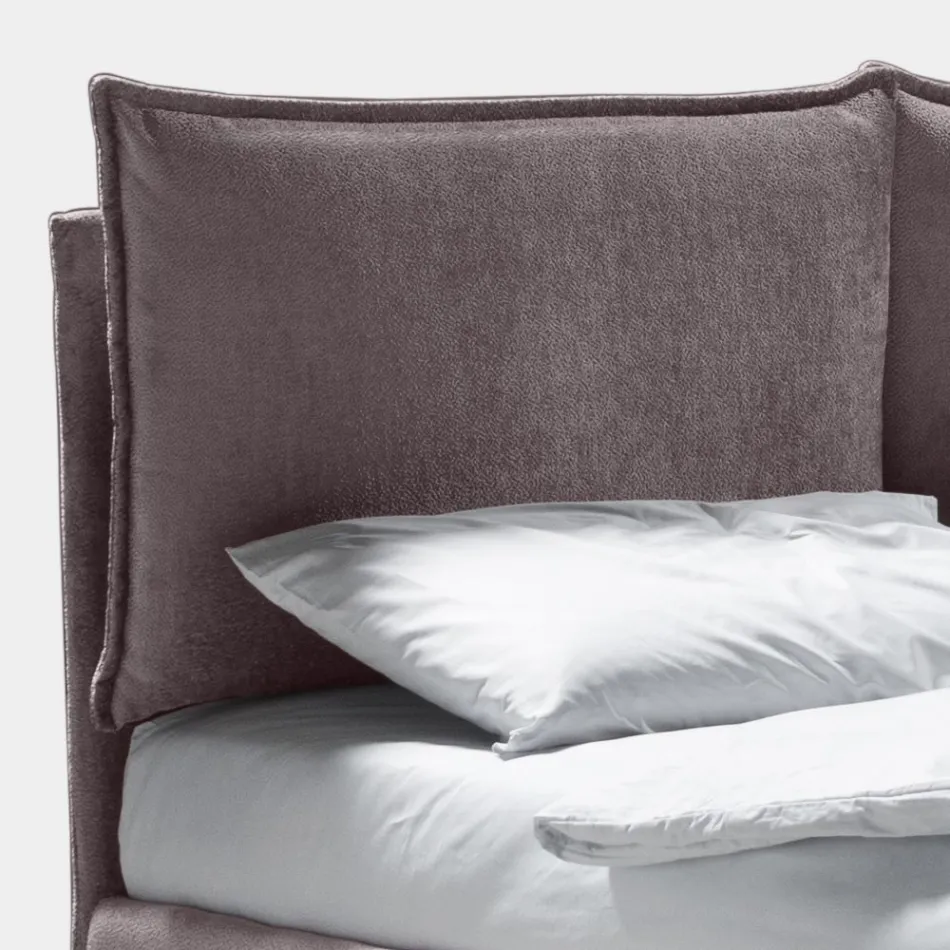 Dubbelsäng 160x190 med 2 mjuka kuddar med perimeter volang - Ernesta Viadurini