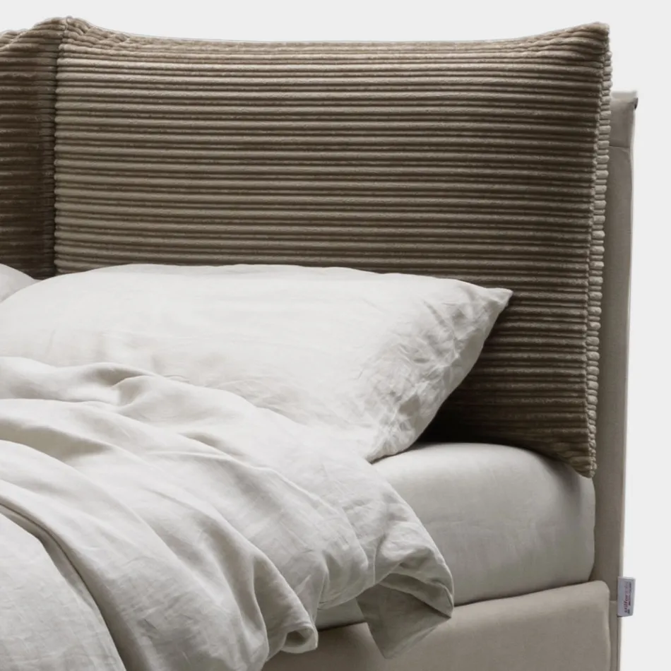 Dubbelsäng 160x190 med 2 mjuka kuddar i sänggaveln - Tramonti Viadurini