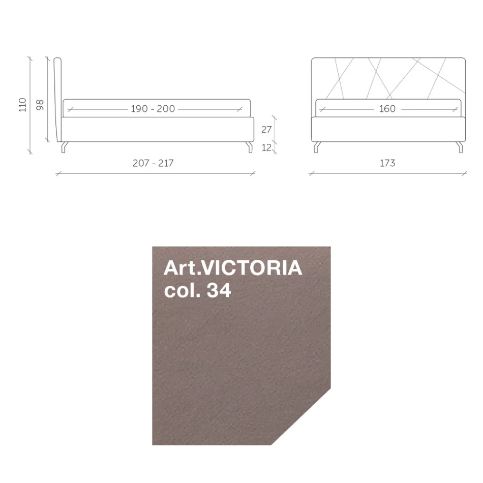 Dubbelsäng 160x190 med Geometrisk Quiltning - Ciottolino Viadurini