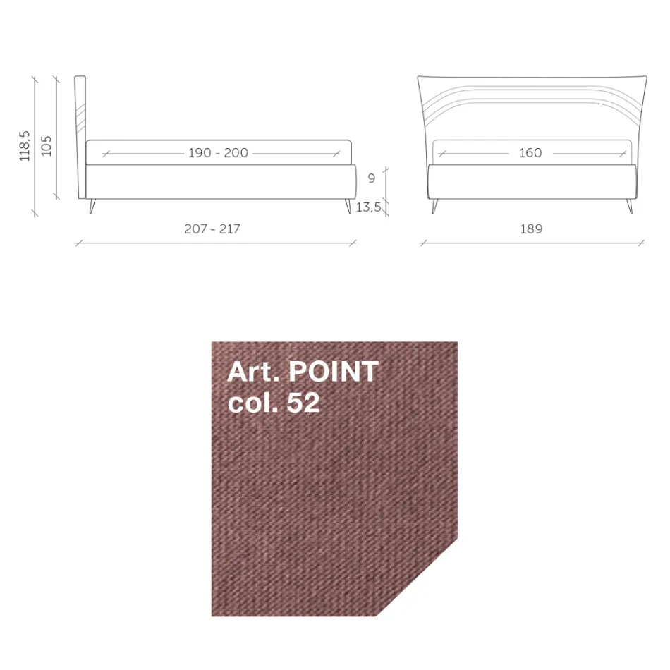 Dubbelsäng 160x190 med böjda linjer och dubbelt vadderat band - Gioie Viadurini