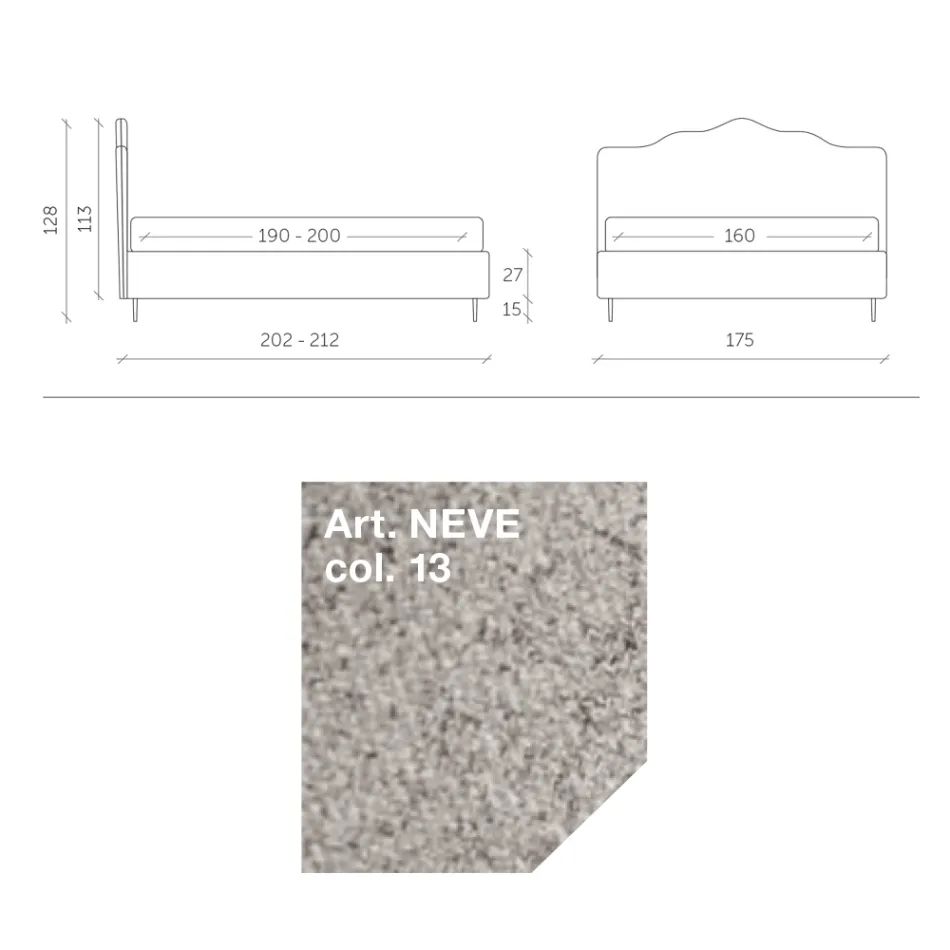 Dubbelsäng 160x190 med perimeter volanggavel Made in Italy - Rest Viadurini