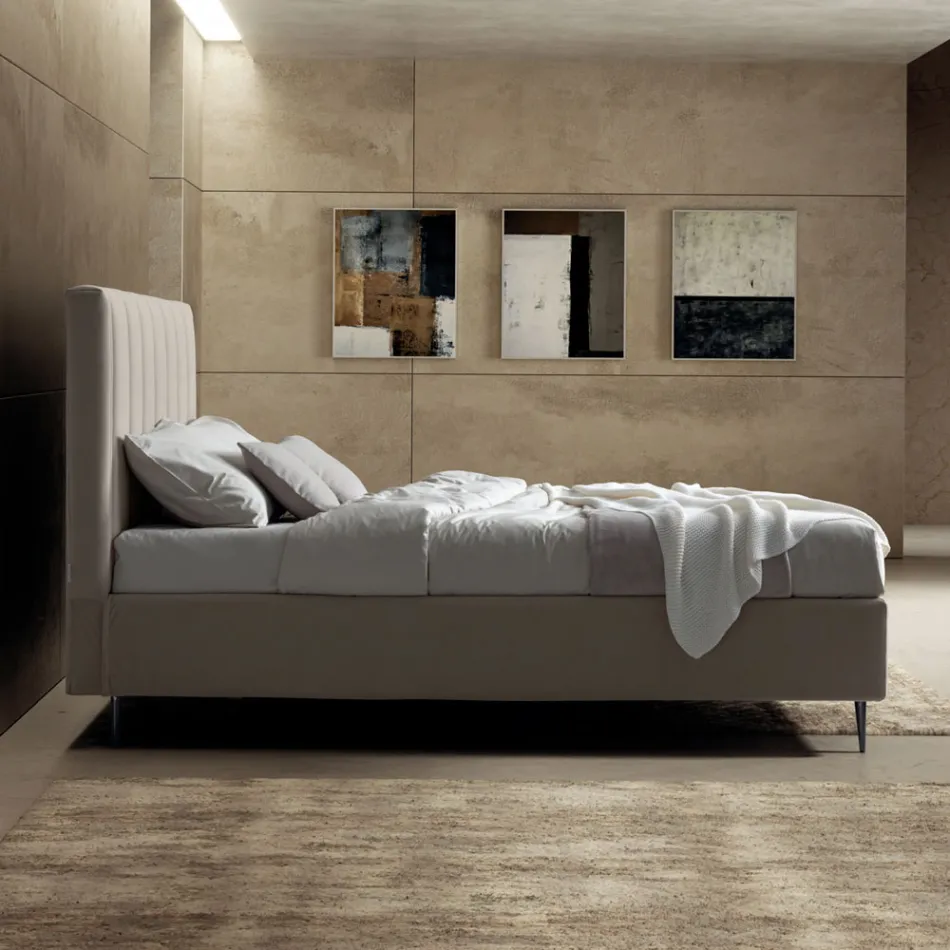 Dubbelsäng 160x190 med quiltning med breda vertikala band - Magan Viadurini