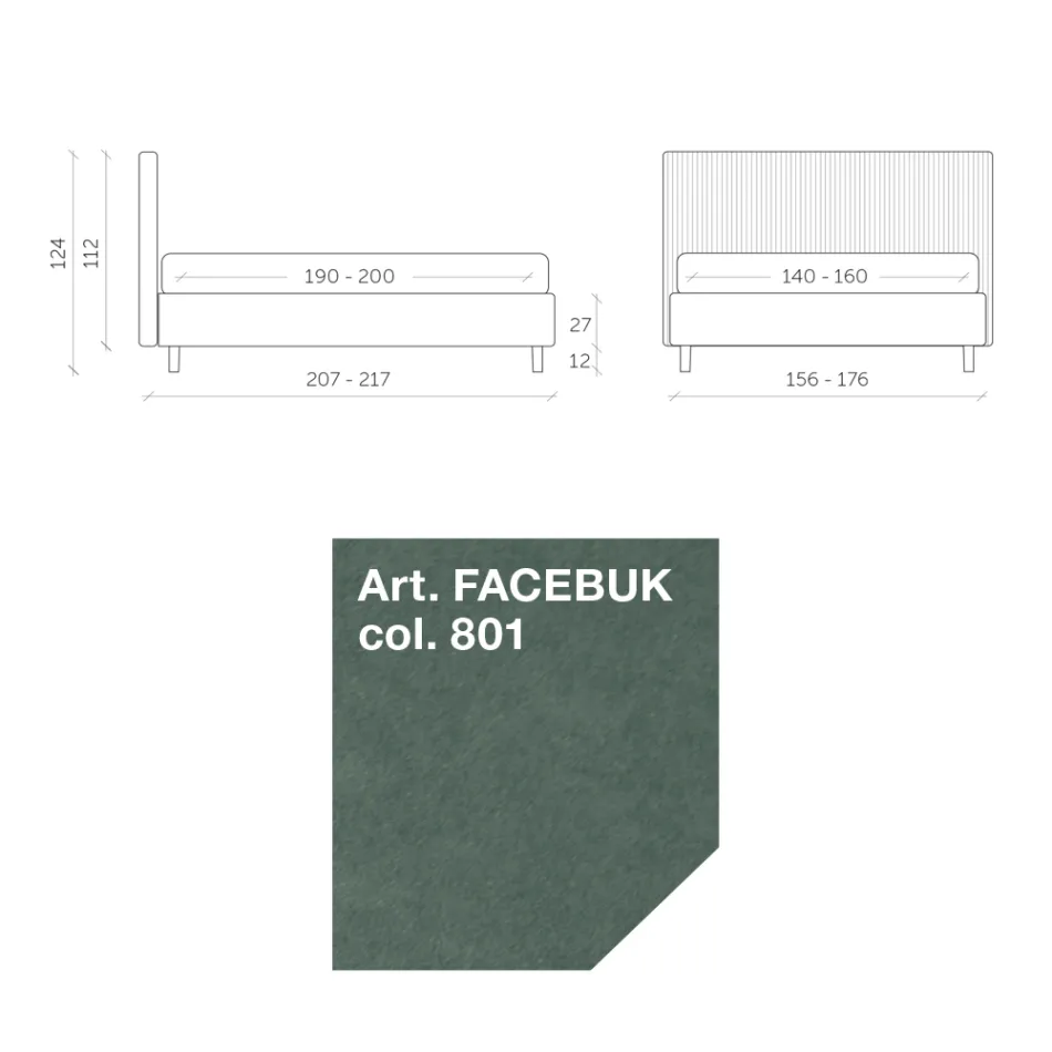 Dubbelsäng 160x190 med Multi-Stripe Narrow Band Quilting - Meduse Viadurini