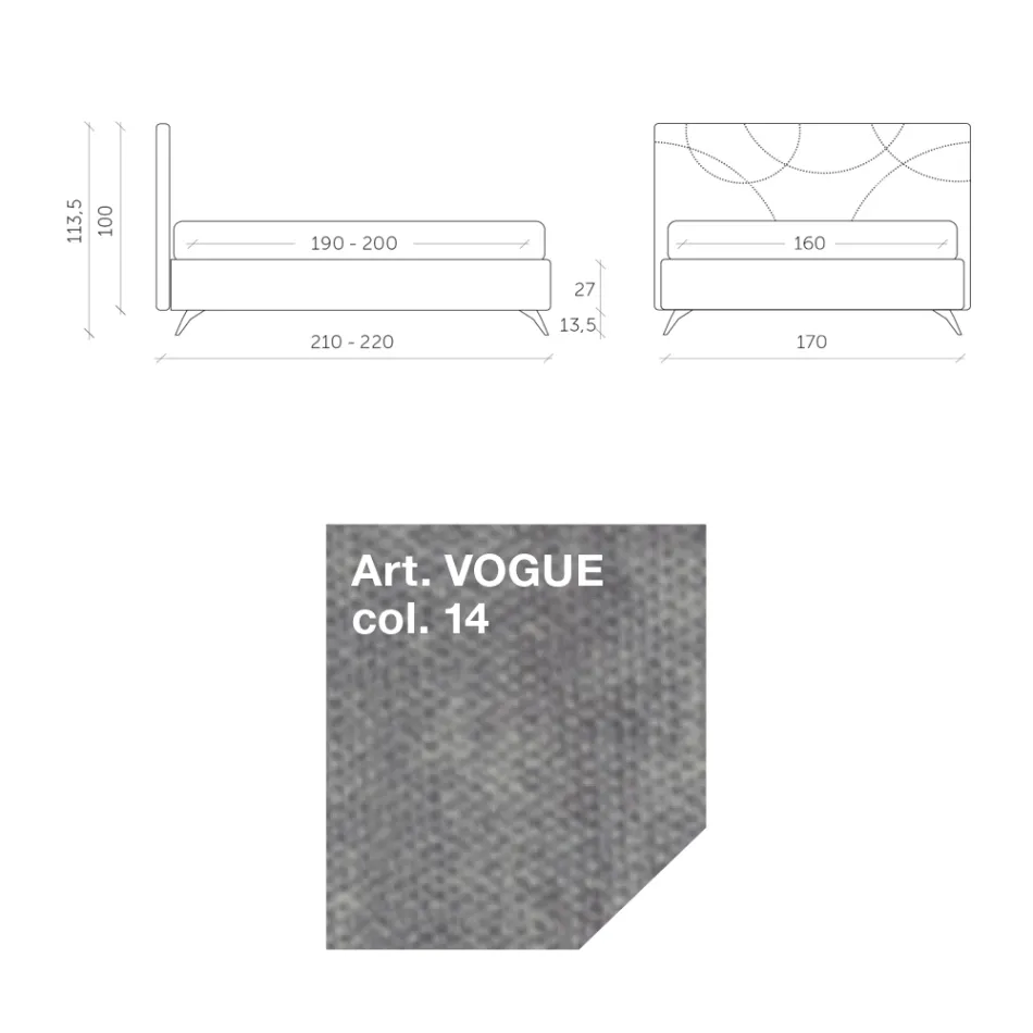Dubbelsäng 160x190 med Quiltning av korskurvor - Solros Viadurini