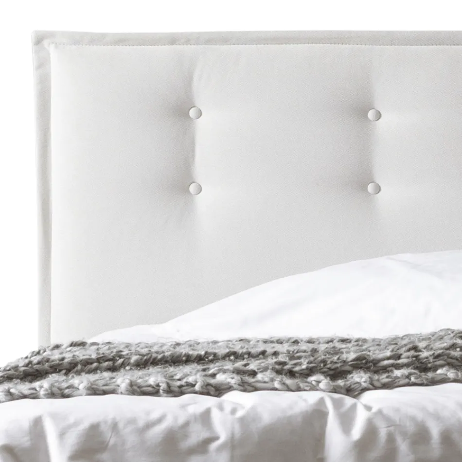 Dubbelsäng 160x190 i tyg med sänggavel med knappar Made in Italy - Dreams Viadurini