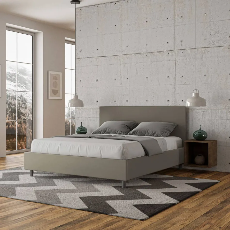 Dubbelsäng 160x200 cm med huvudgavel i konstläder Tillverkad i Italien - Pallone Viadurini