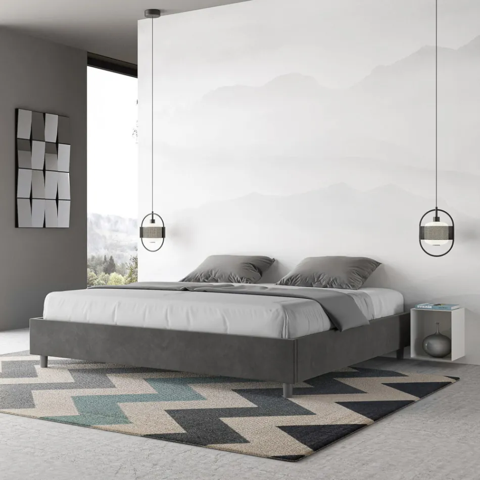 Dubbelsäng 180x200 cm klädd i mikrofiber Tillverkad i Italien - Athlete Viadurini