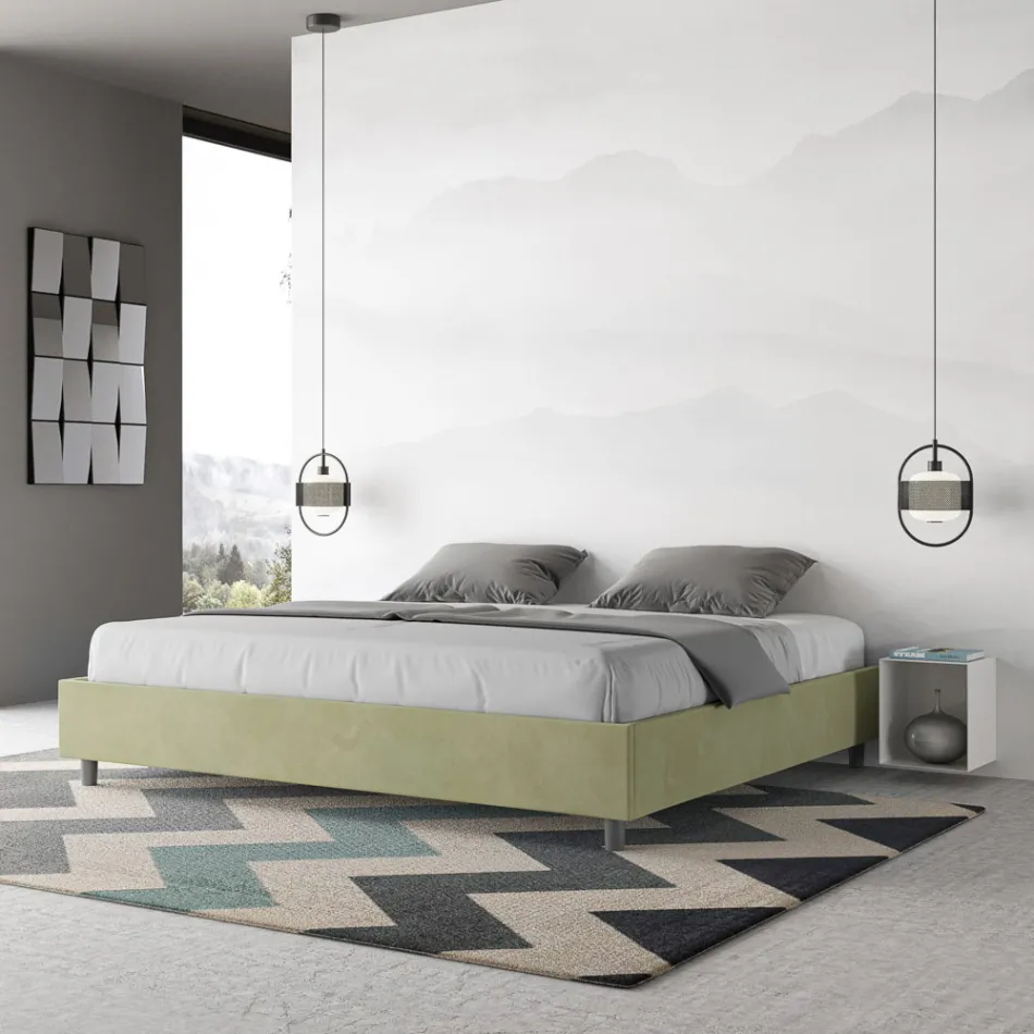 Dubbelsäng 180x200 cm klädd i mikrofiber Tillverkad i Italien - Athlete Viadurini