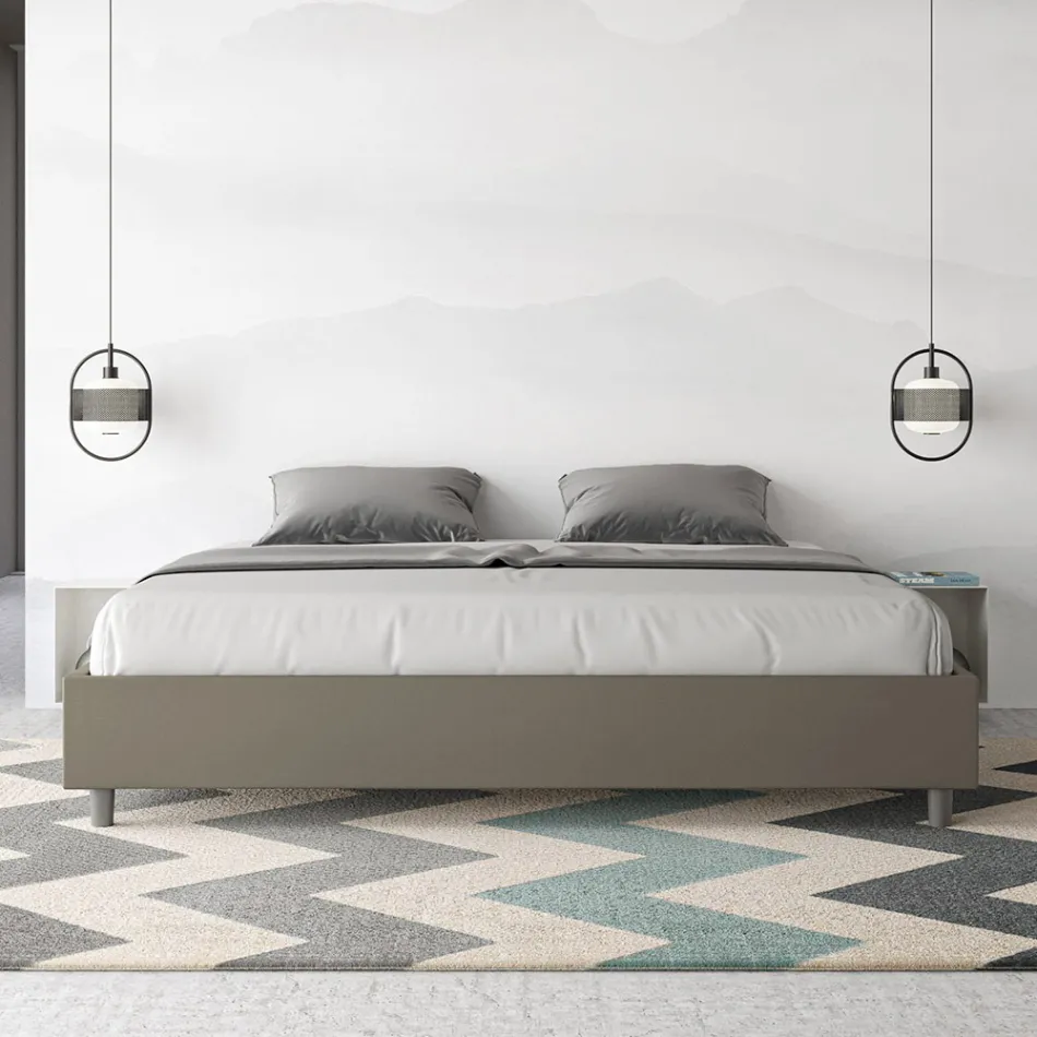 180x200 cm dubbelsäng klädd i konstläder Tillverkad i Italien - Athlete Viadurini