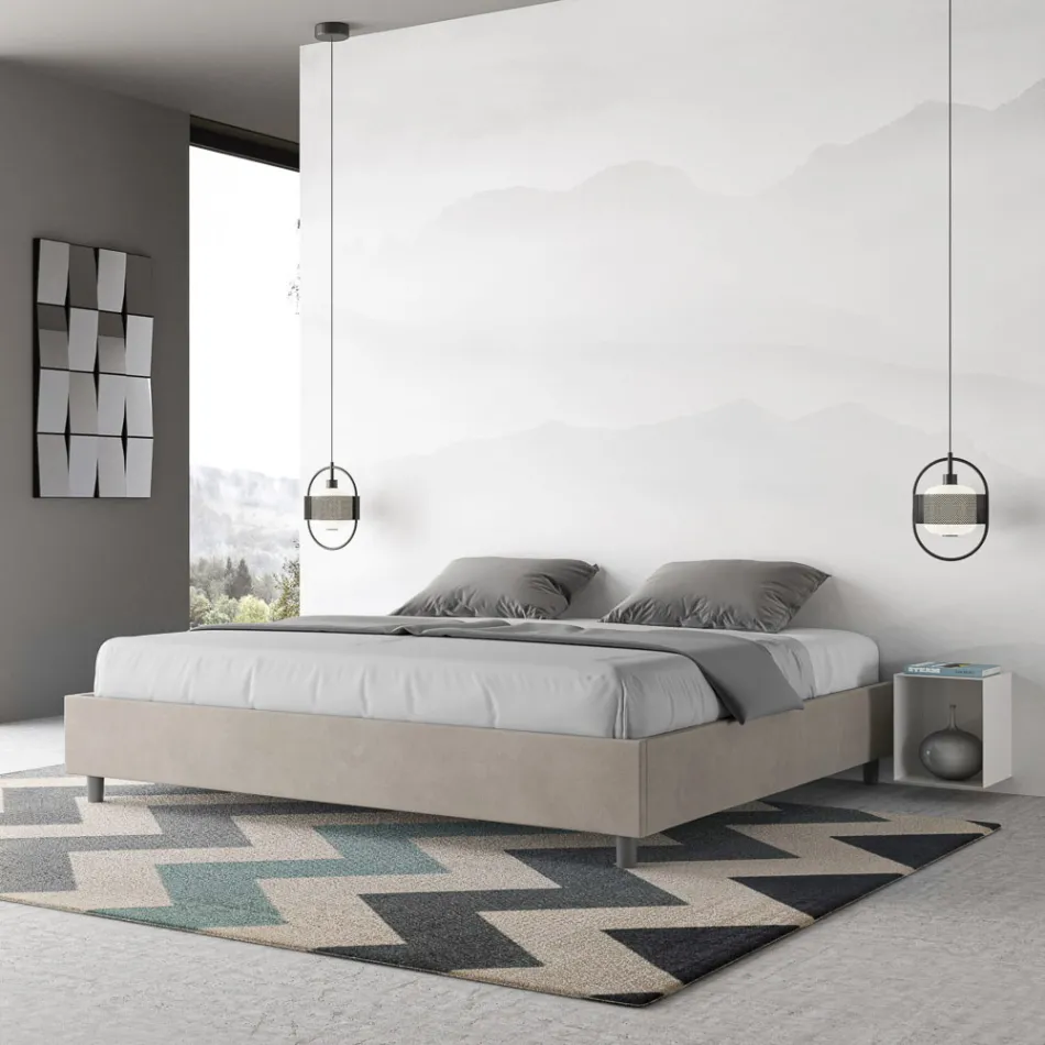 Dubbelsäng 190x200 cm klädd i mikrofiber Tillverkad i Italien - Athlete Viadurini