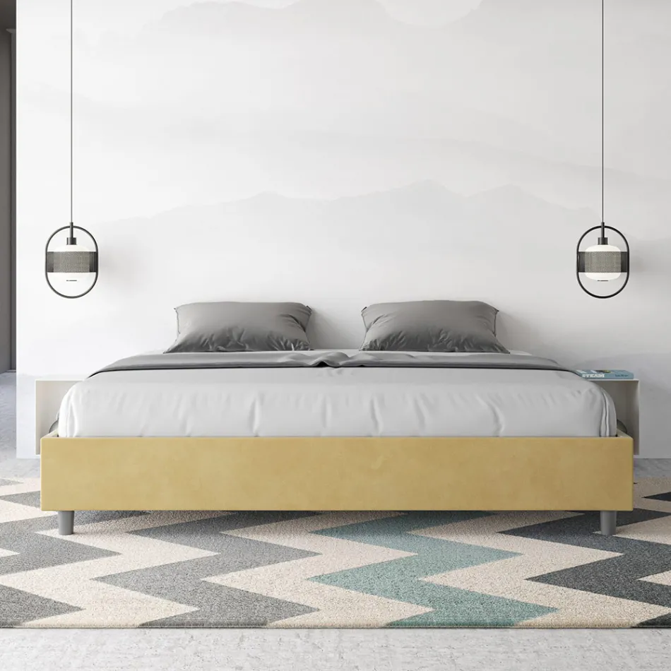 Dubbelsäng 190x200 cm klädd i mikrofiber Tillverkad i Italien - Athlete Viadurini