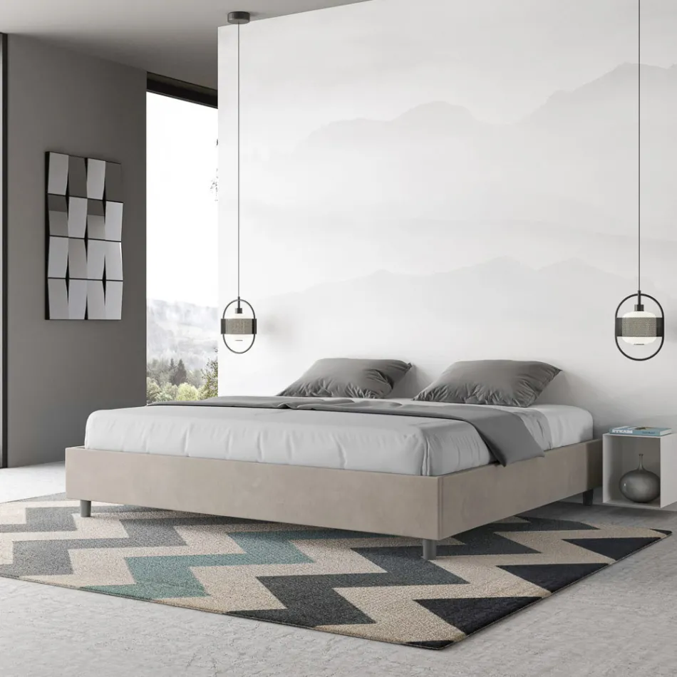 Dubbelsäng 200x200 cm klädd i mikrofiber Tillverkad i Italien - Athlete Viadurini