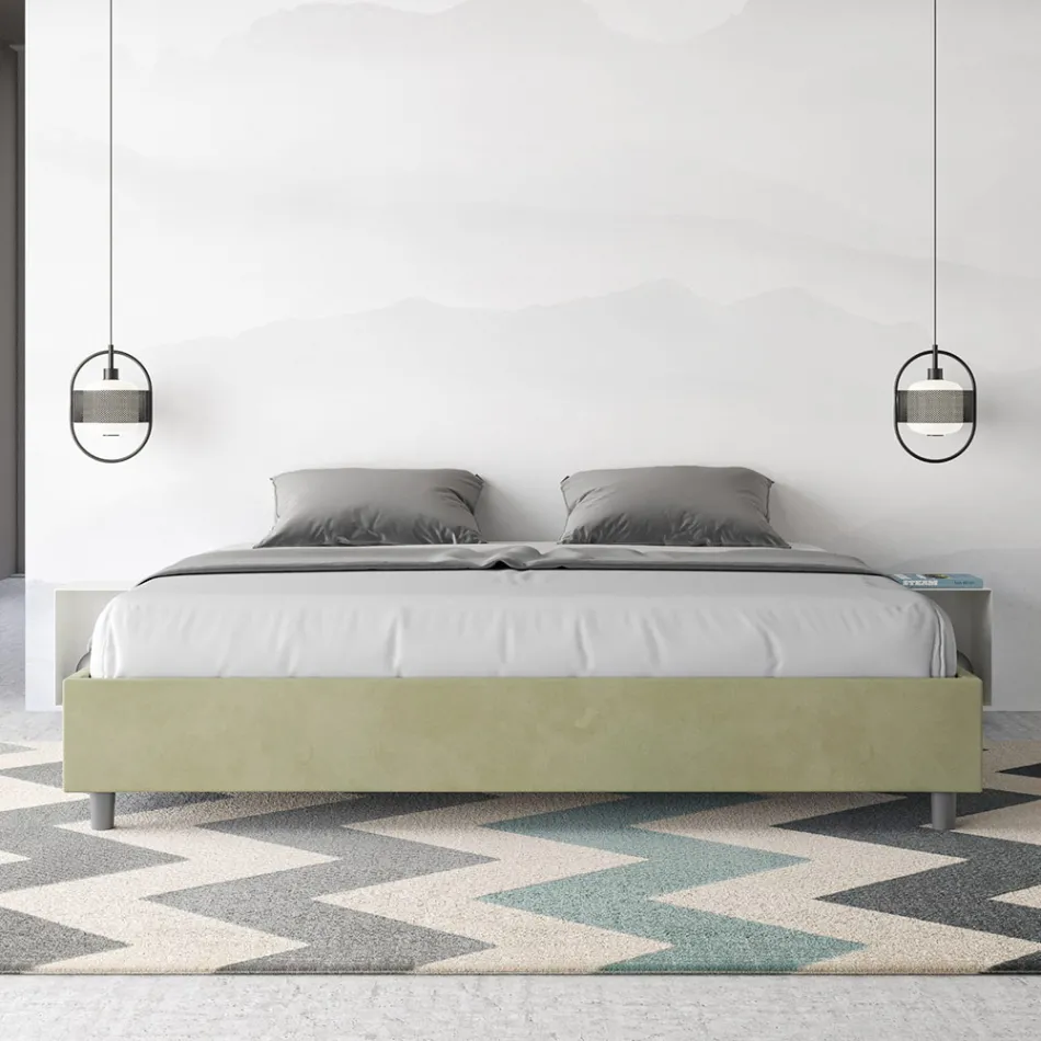 Dubbelsäng 200x200 cm klädd i mikrofiber Tillverkad i Italien - Athlete Viadurini