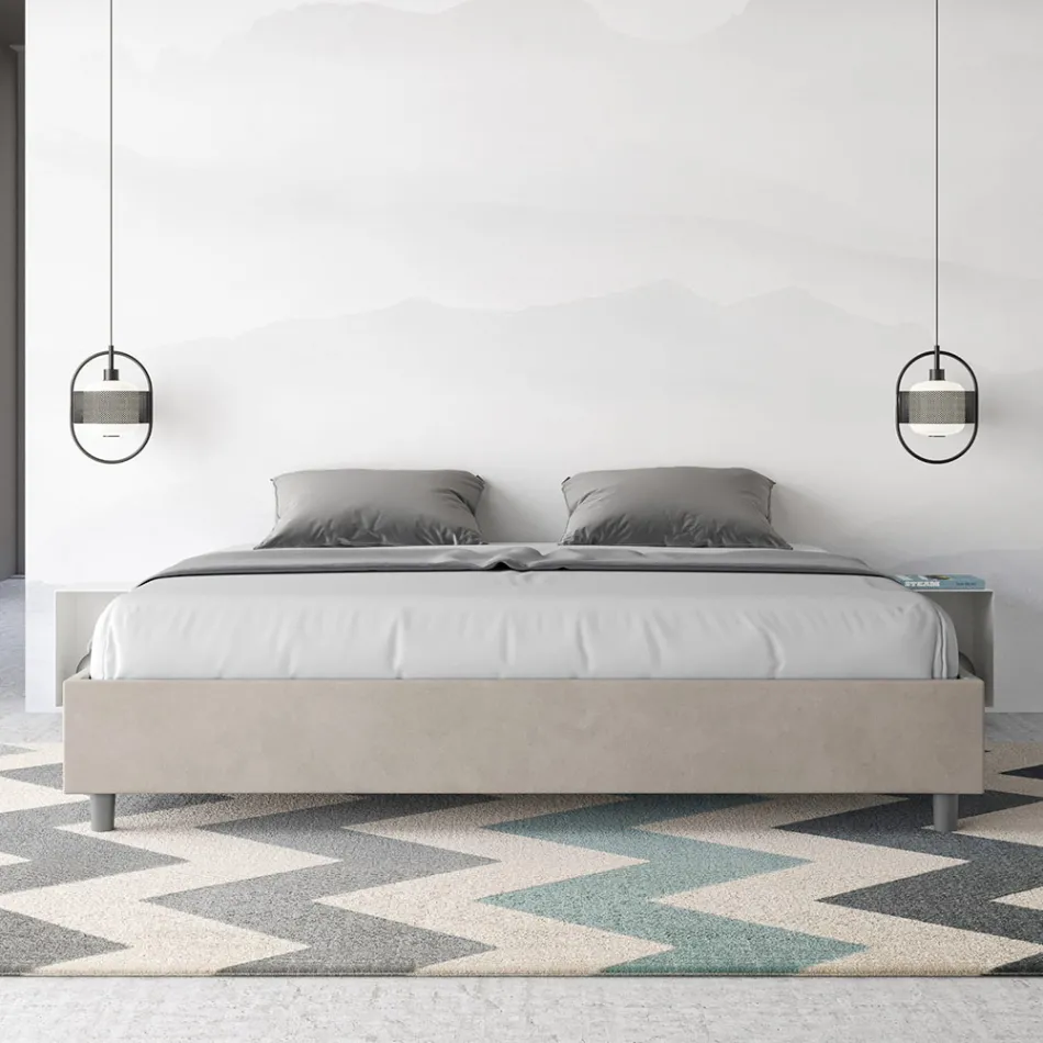 Dubbelsäng 200x200 cm klädd i mikrofiber Tillverkad i Italien - Athlete Viadurini