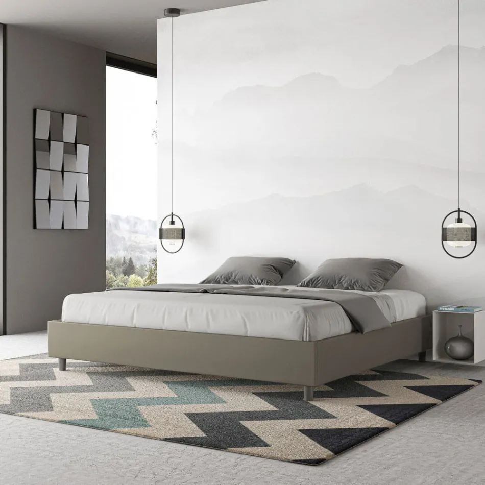 200x200 cm dubbelsäng klädd i konstläder Tillverkad i Italien - Athlete Viadurini