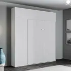 Vertikal hopfällbar dubbelsäng med väggskåp och pelare - Magicompare Viadurini