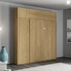 Vertikal hopfällbar dubbelsäng med väggskåp och pelare - Magicompare Viadurini