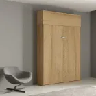 Vertikal hopfällbar dubbelsäng med väggskåp - Magicompare Viadurini