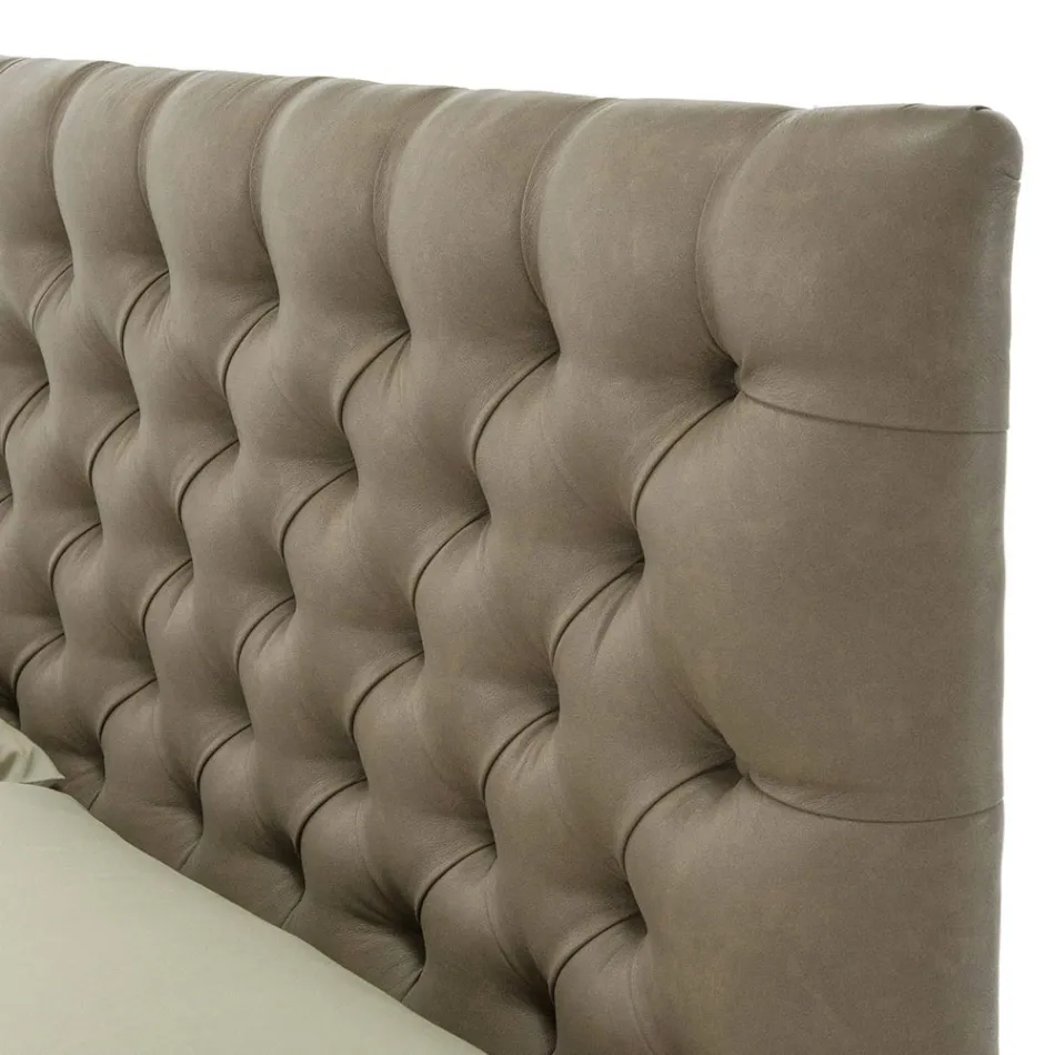 Klassisk dubbelsäng med tyg eller ekologisk läderlåda Tillverkad i Italien – Libanon Viadurini