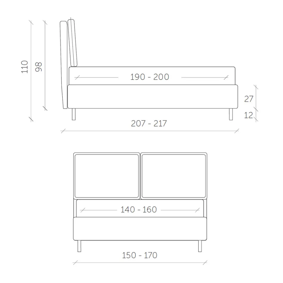 Dubbelsäng med förvaringsbox Tillverkad i Italien - Ernesta Viadurini