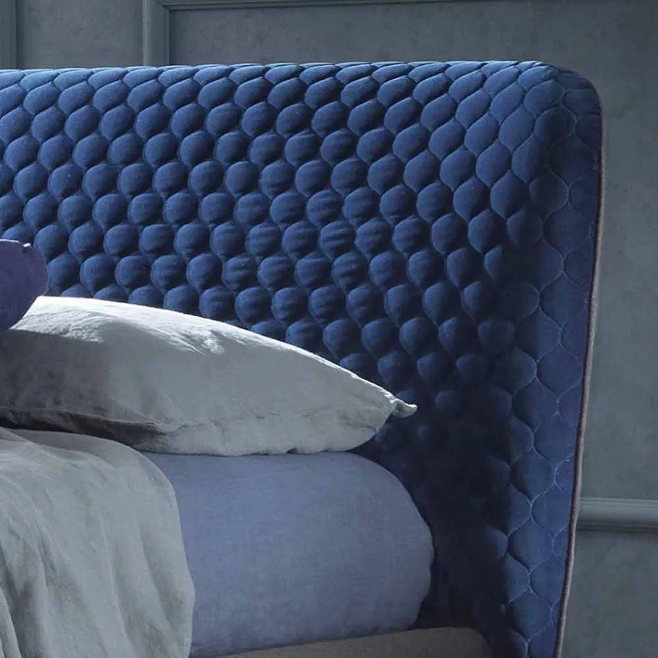 Dubbelsäng med stoppad låda i Corolle tyg av Bolzan Viadurini