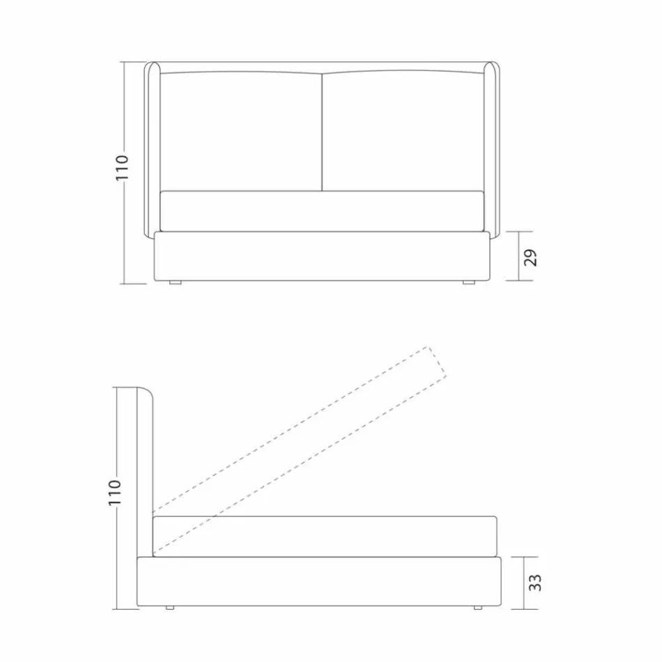 Dubbelsäng med förvaringsenhet, modern design, Kate by Bolzan Viadurini
