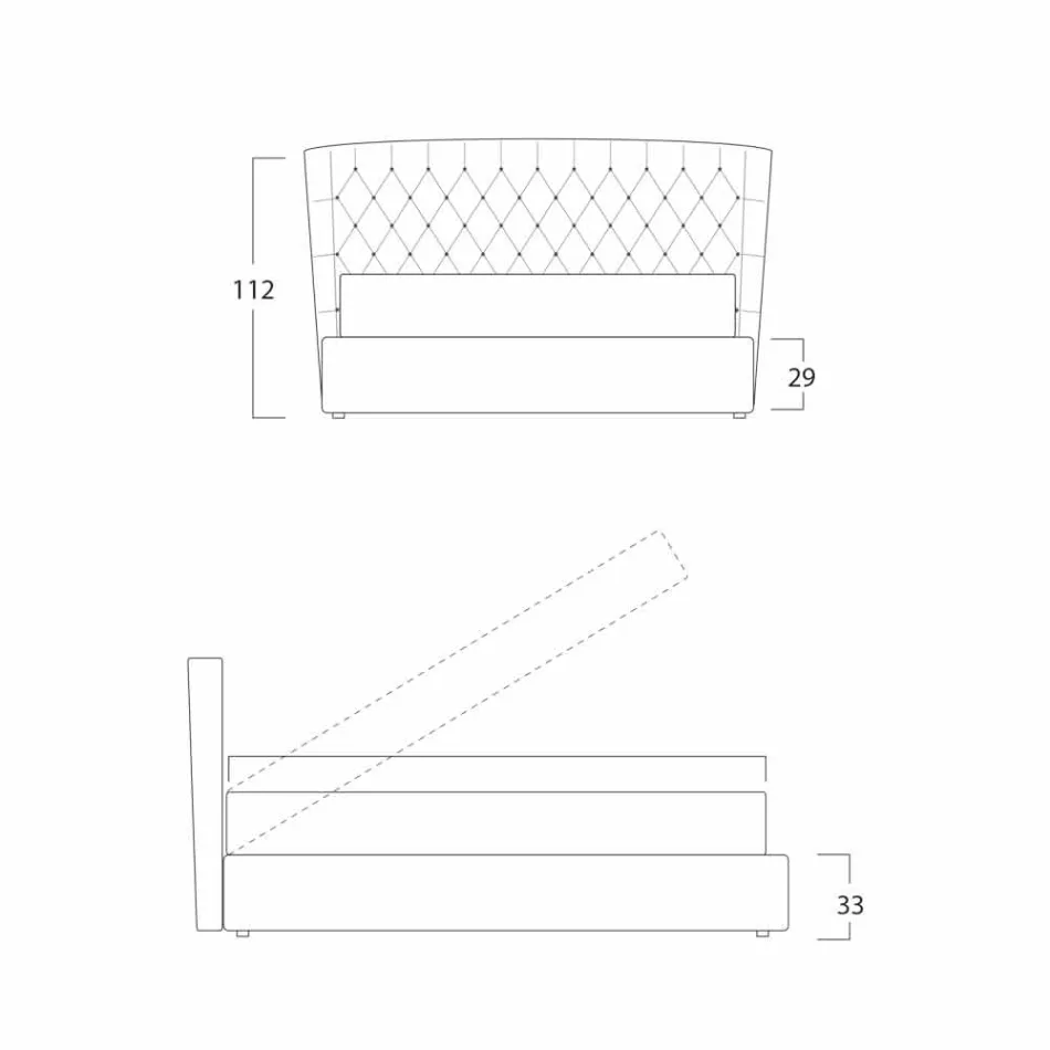 Dubbelsäng med behållare täckt av Selene Bolzan tyg Viadurini